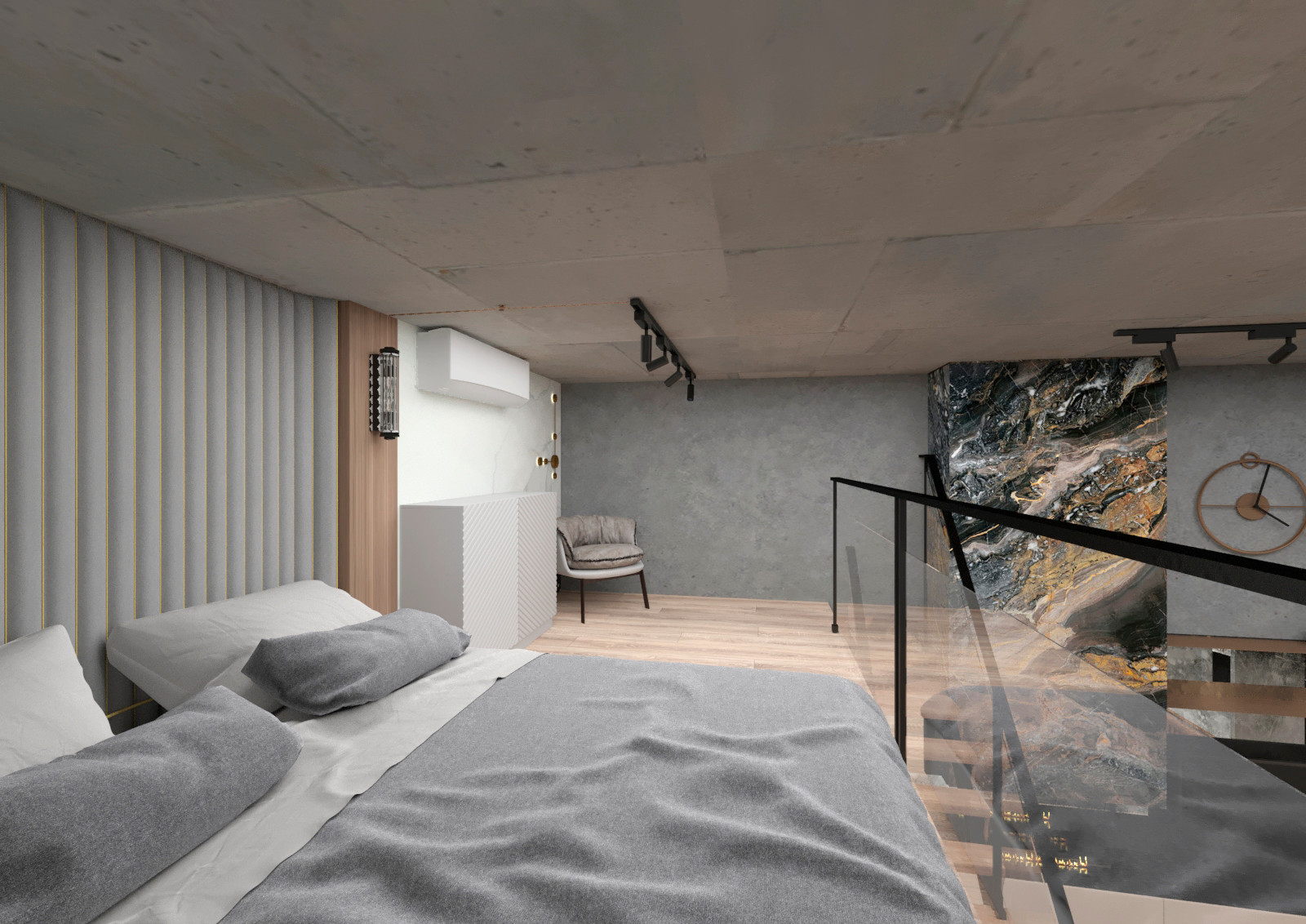 "Индустриальный шик". Двухуровневая студия