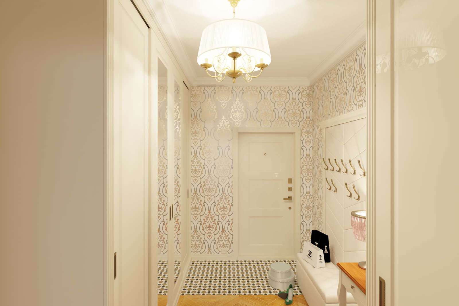 Двухкомнатная квартира 61м2 в ЖК "Соколиный форт" в стиле неоклассика