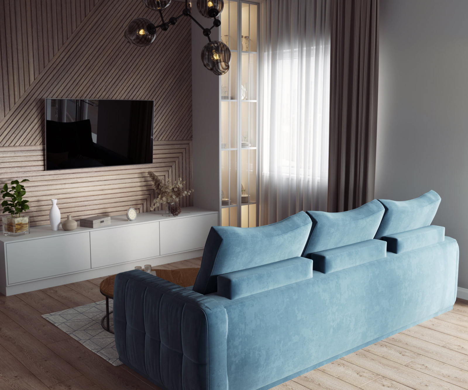 Гостиная в голубых тонах