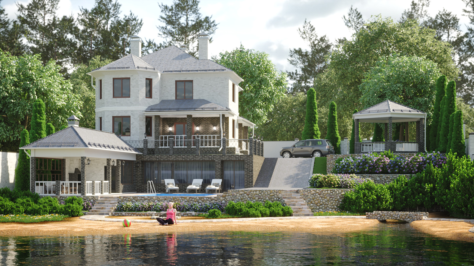 Обложка проекта: Визуализация коттеджа