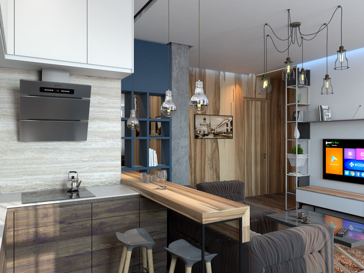 Гостиная с кухней