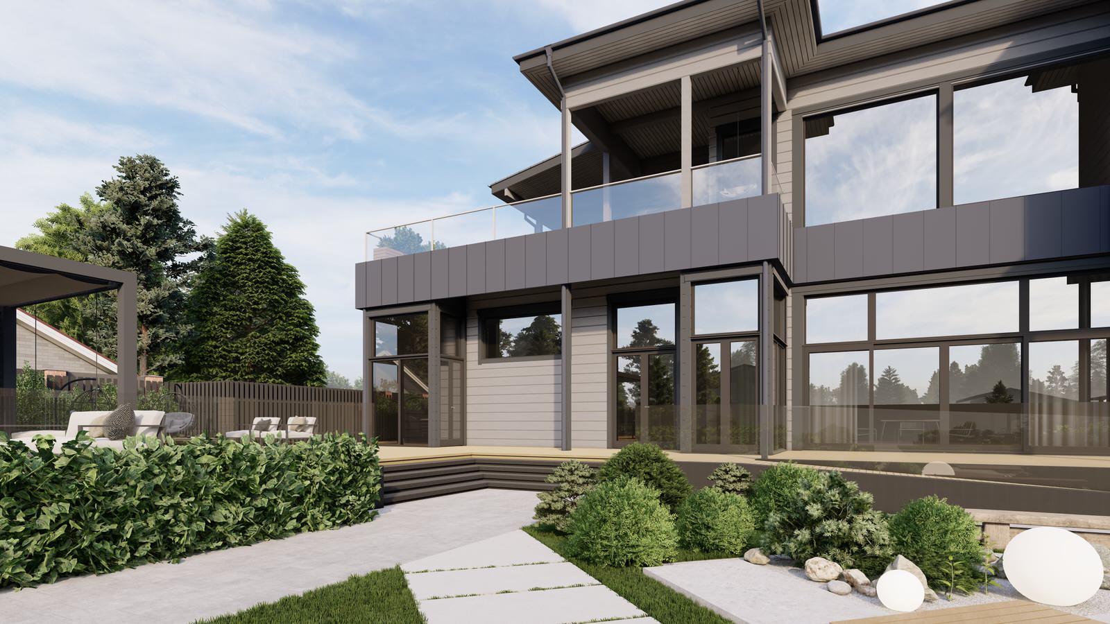 Концепция экстерьера и ландшафта загородного дома