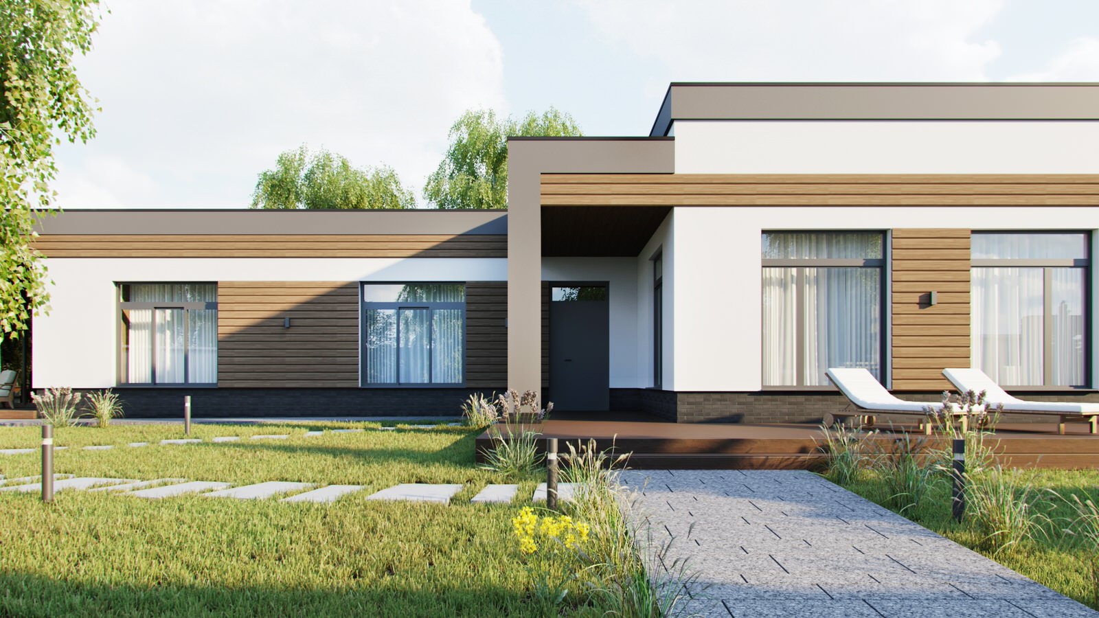 Одноэтажный загородный дом