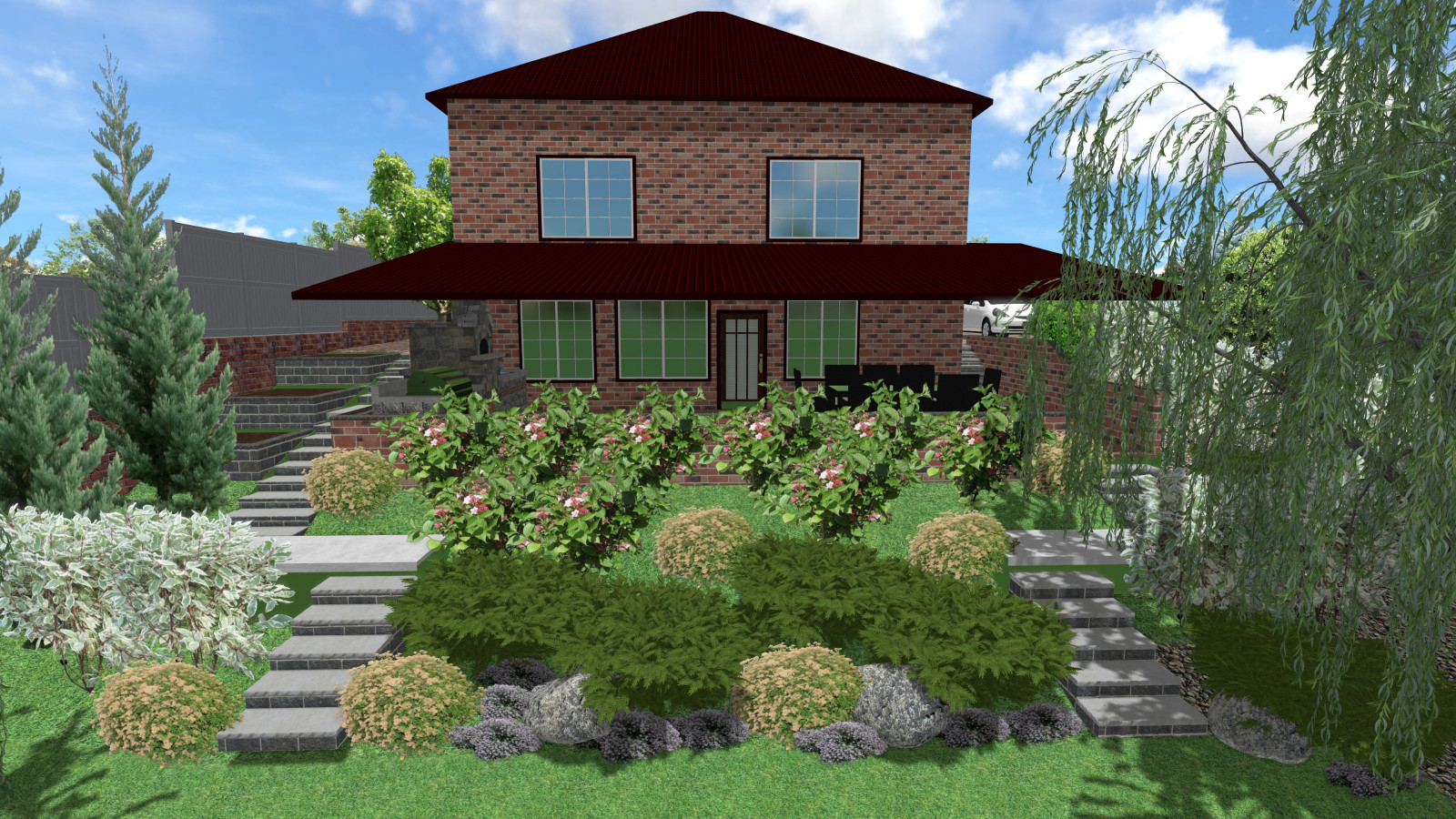 "Восход на пруду" (сад на склоне)