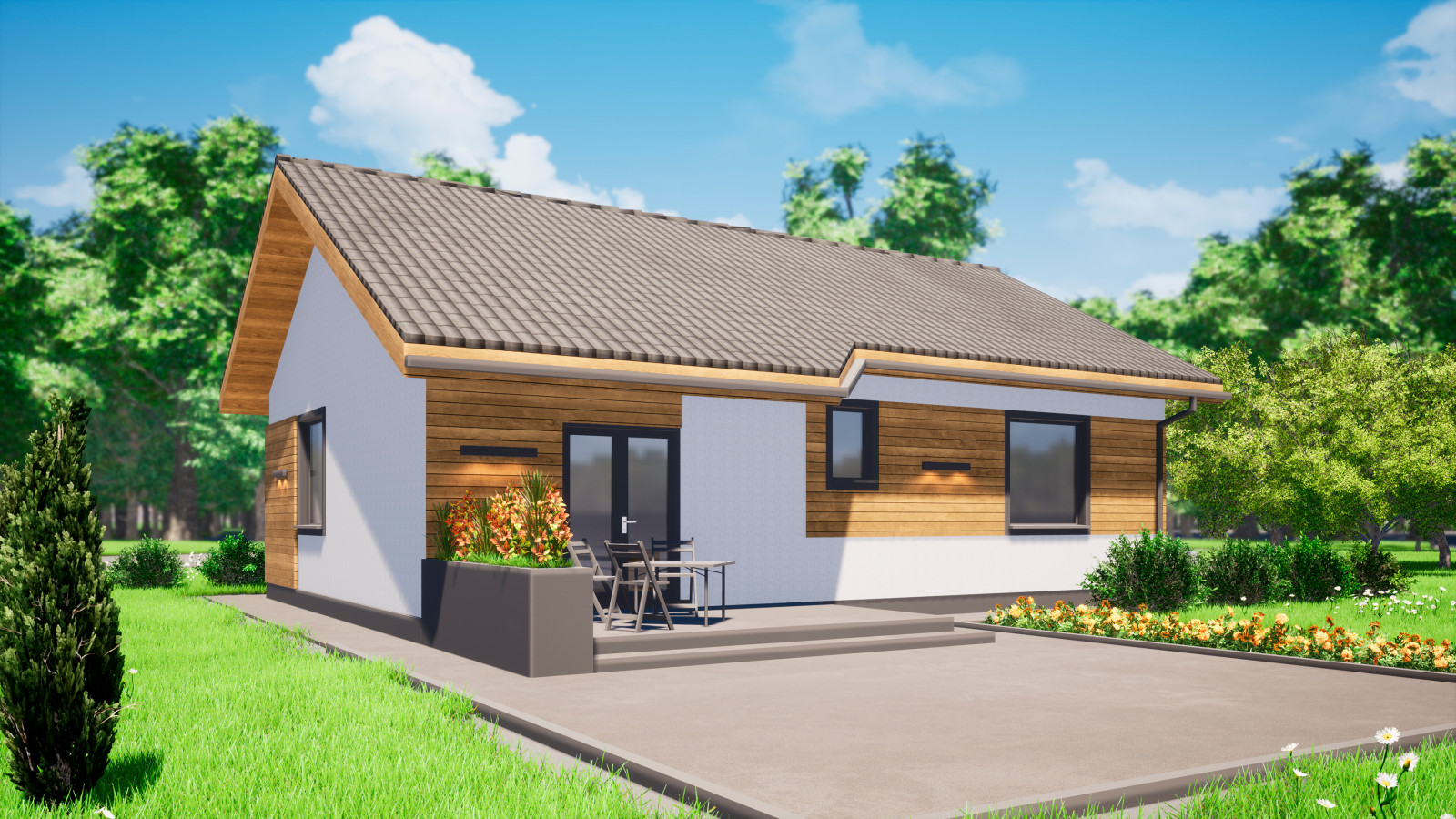 Обложка проекта: Одноэтажный дом 75м3 П-0001