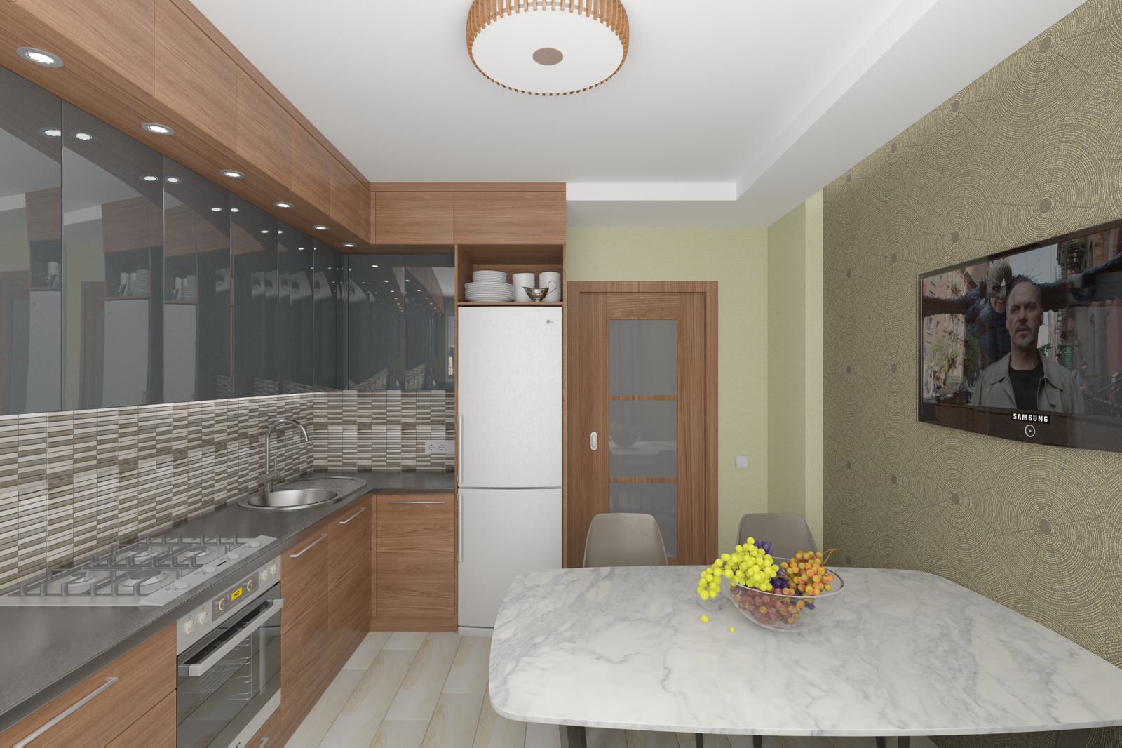 Кухня в серо-оливковых тонах