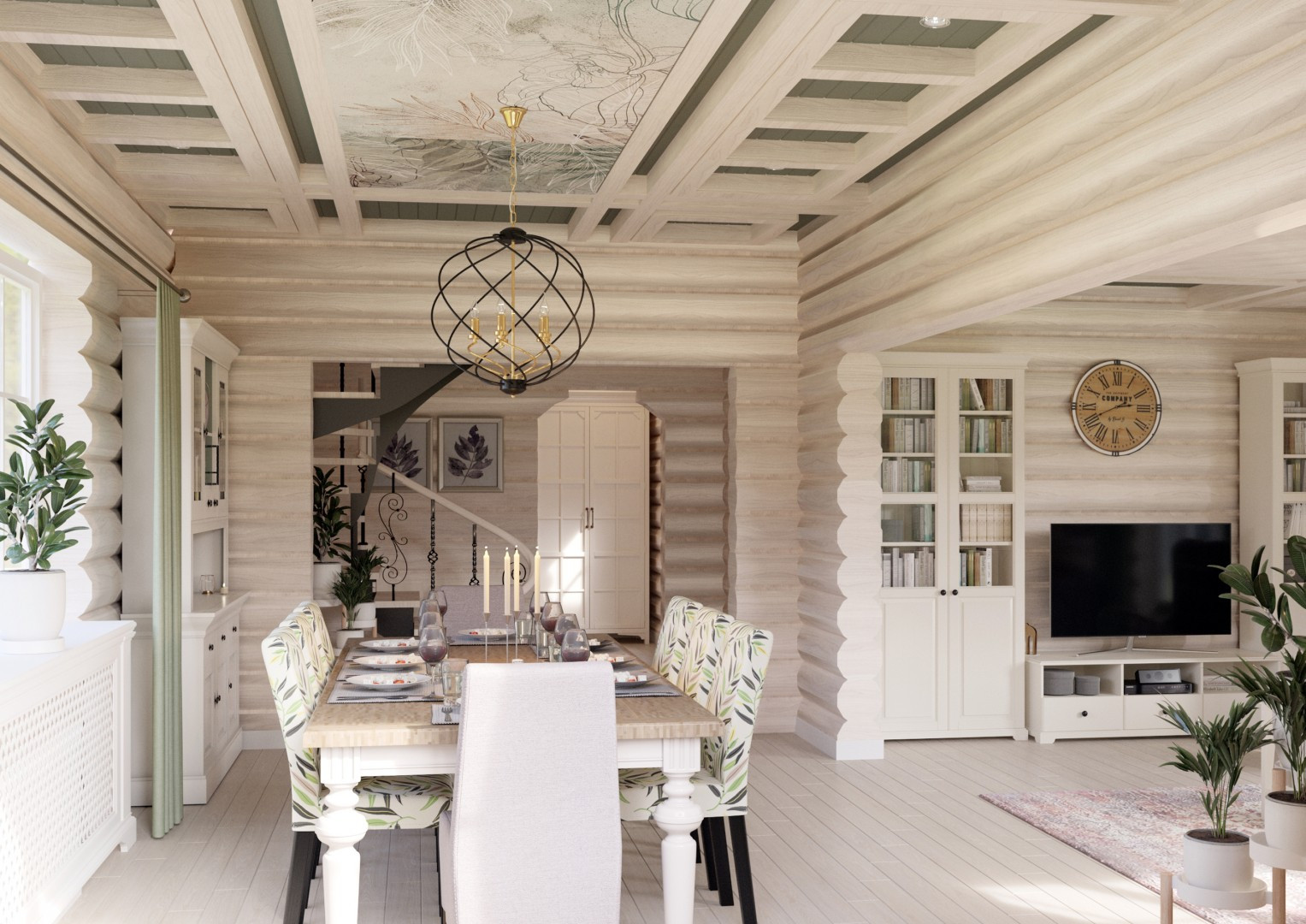 Столовая в деревянном доме