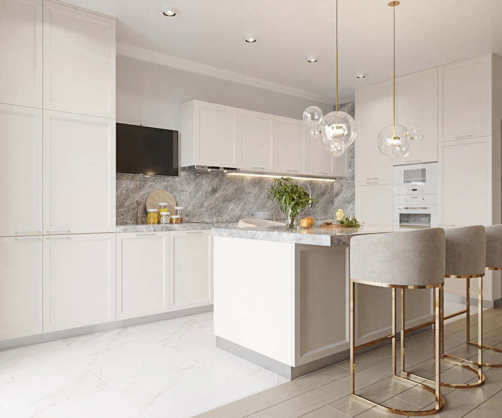 Обложка проекта: Дизайн кухни-гостиной в классическом стиле