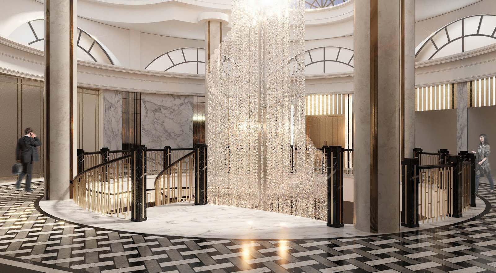 Visualizations of ground floor of Moscow Marriott Tverskaya Hotel