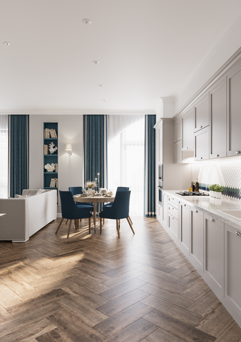 Дизайн квартиры неоклассике с элементами американской классики