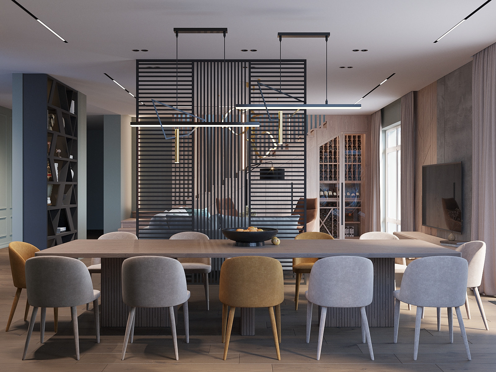 Гостиная коттеджа в г. Березовский. Проект выполнен совместно со студией HOLST