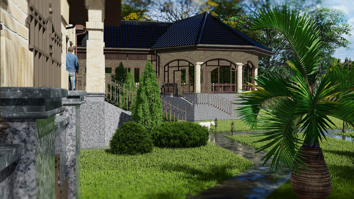 Дом в классическом стиле двор