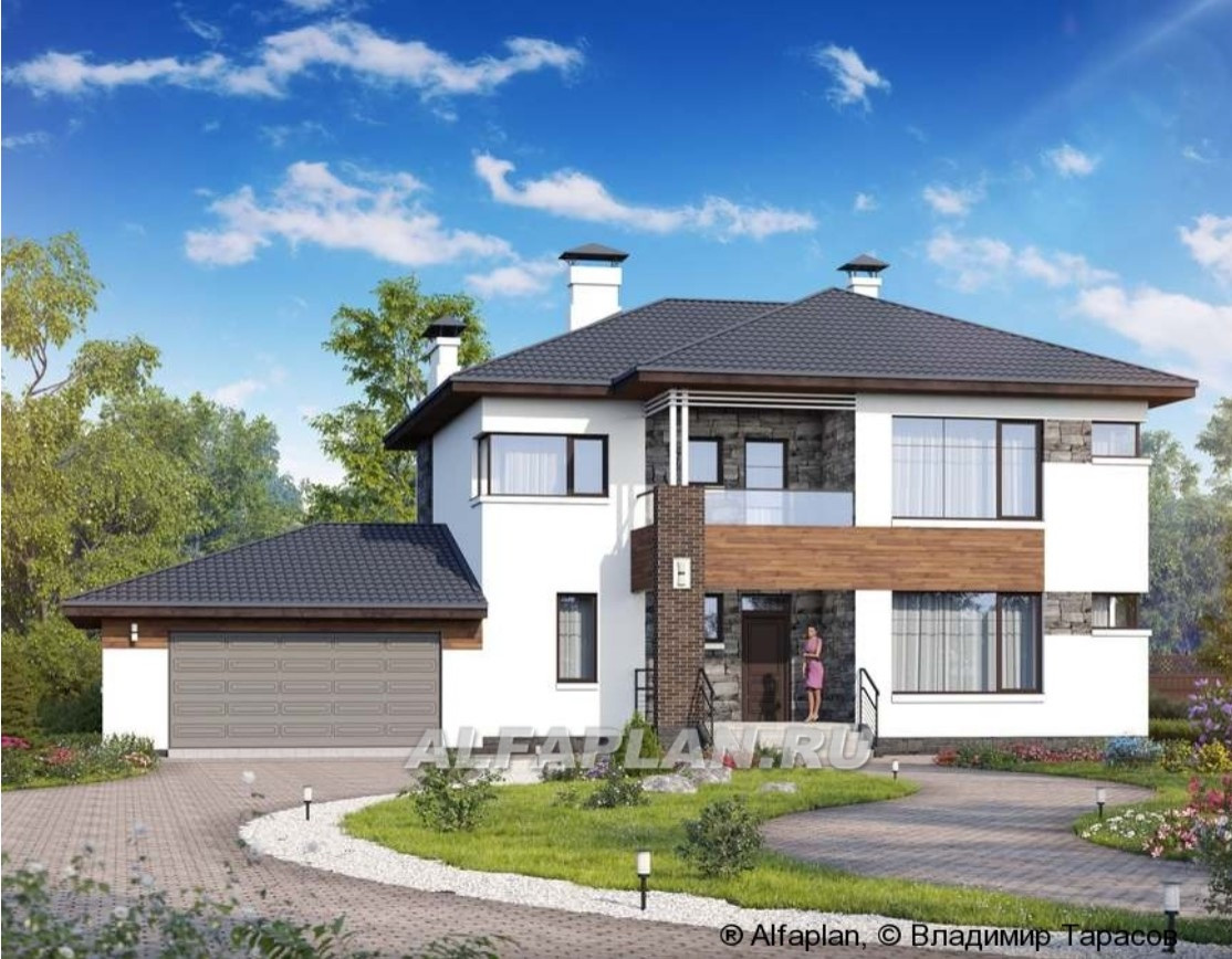 560B «ПРАЙД» - современный коттедж с остекленной верандой и гаражом