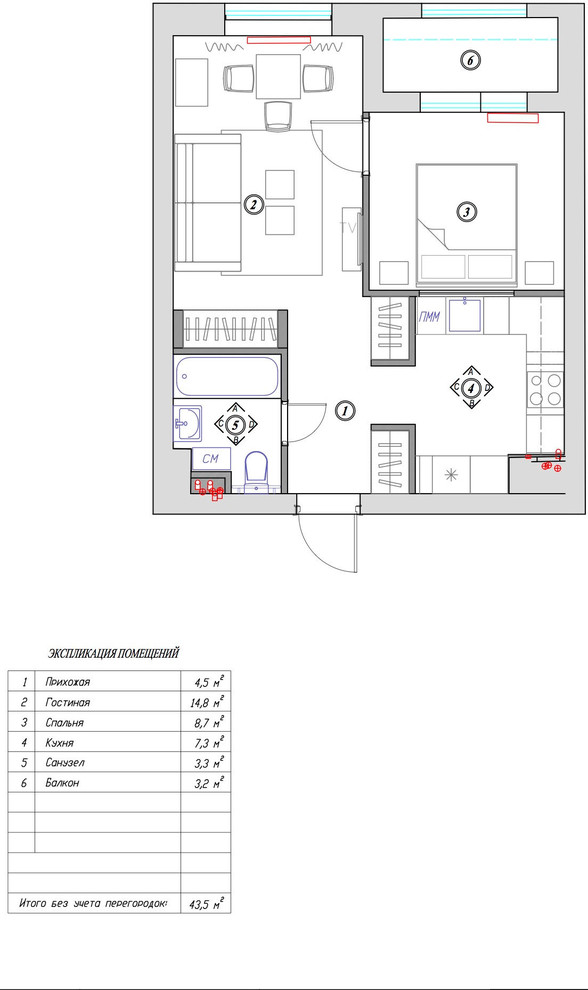 Houzz тур: 43 метра черно-белого ар деко