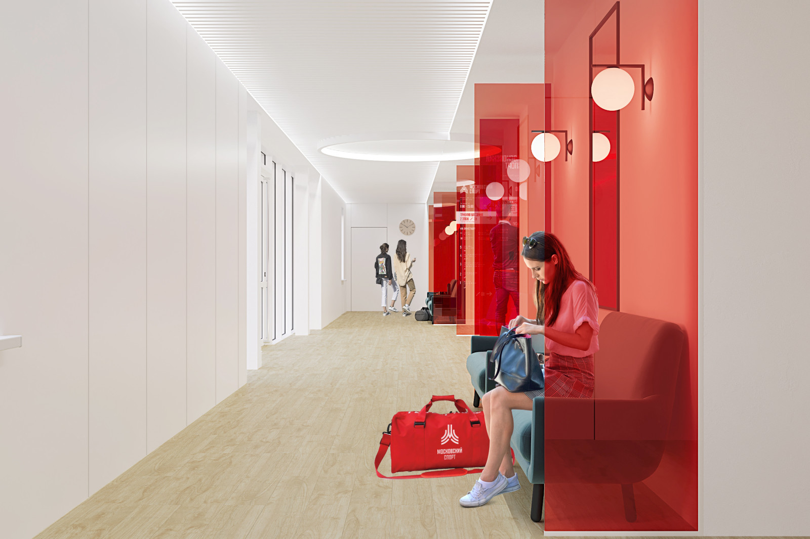 Дизайн интерьера вестибюля для здания физкультурно-оздоровительного комплекса