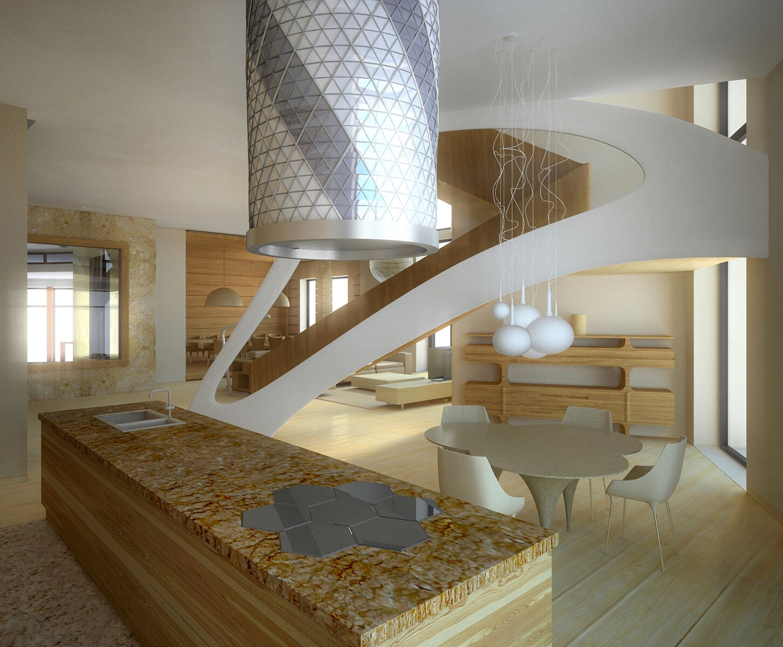 House in a pine forest - the 3D view