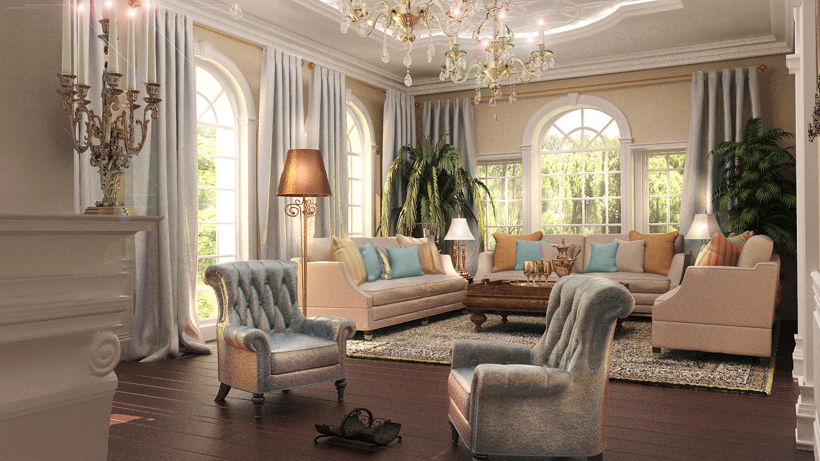 Гостиная в загородном доме