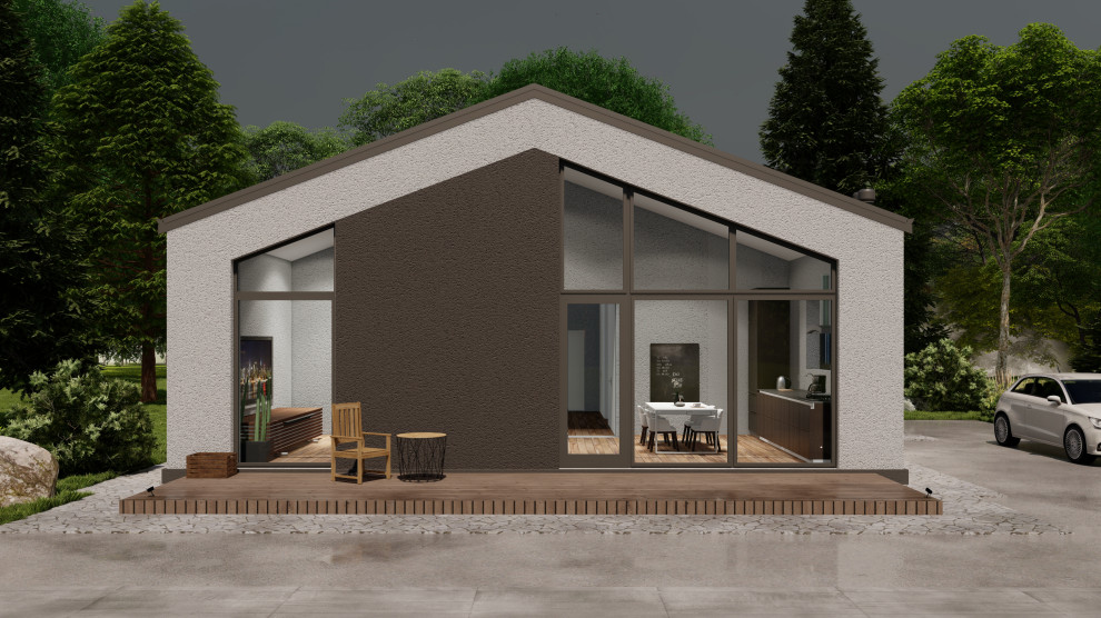 Одноэтажный дом с кухней-гостиной, вторым светом, кабинетом и двумя спальнями