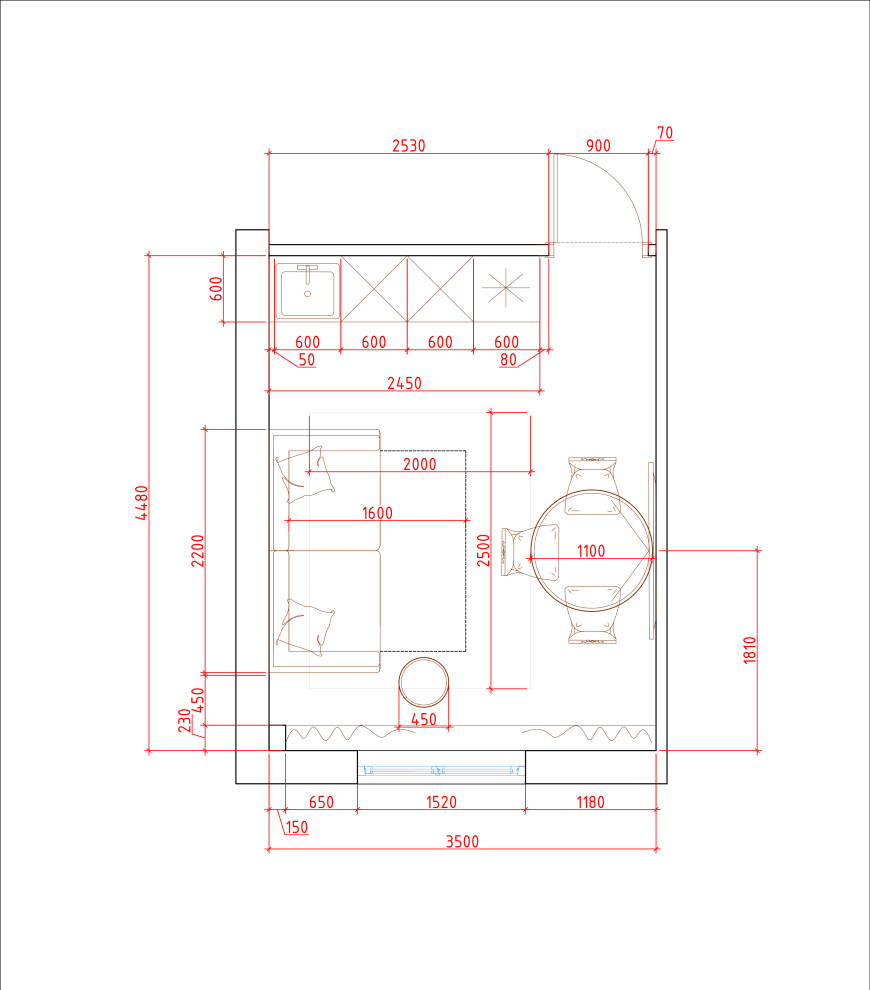 Проект квартиры 50 м. кв