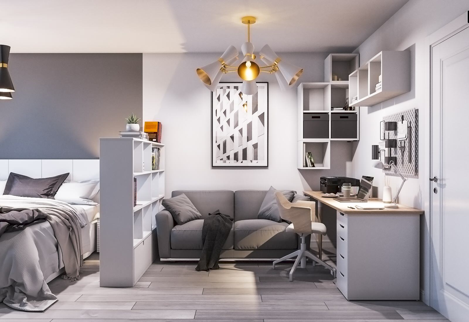 Однокомнатная квартира 35 квадратных метров в современном стиле