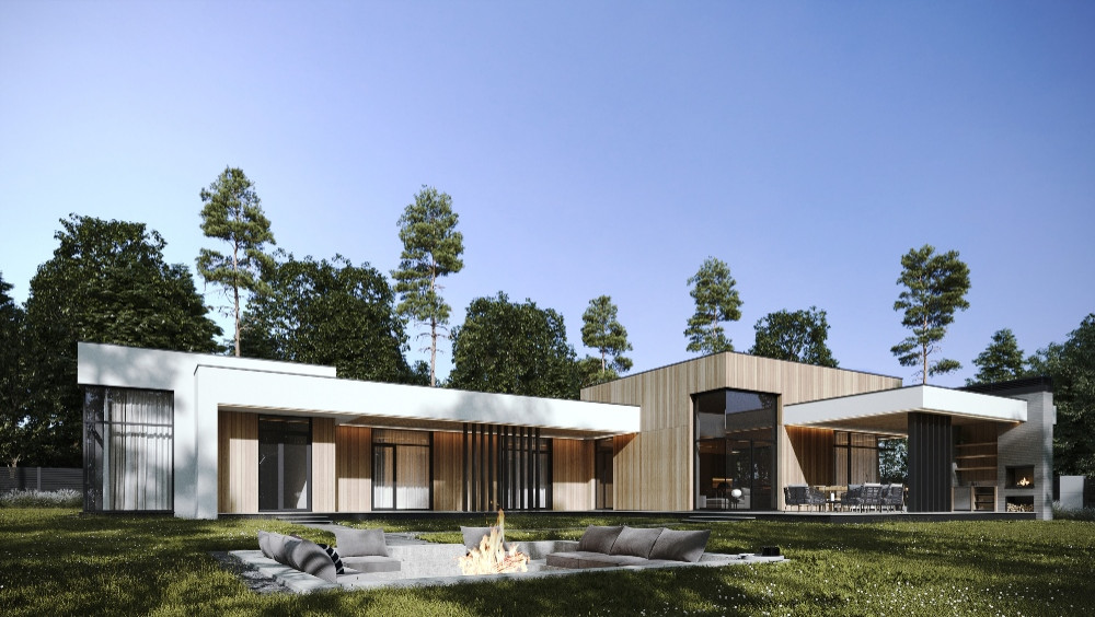 Обложка проекта: Проект дома в стиле хай-тек HT-302