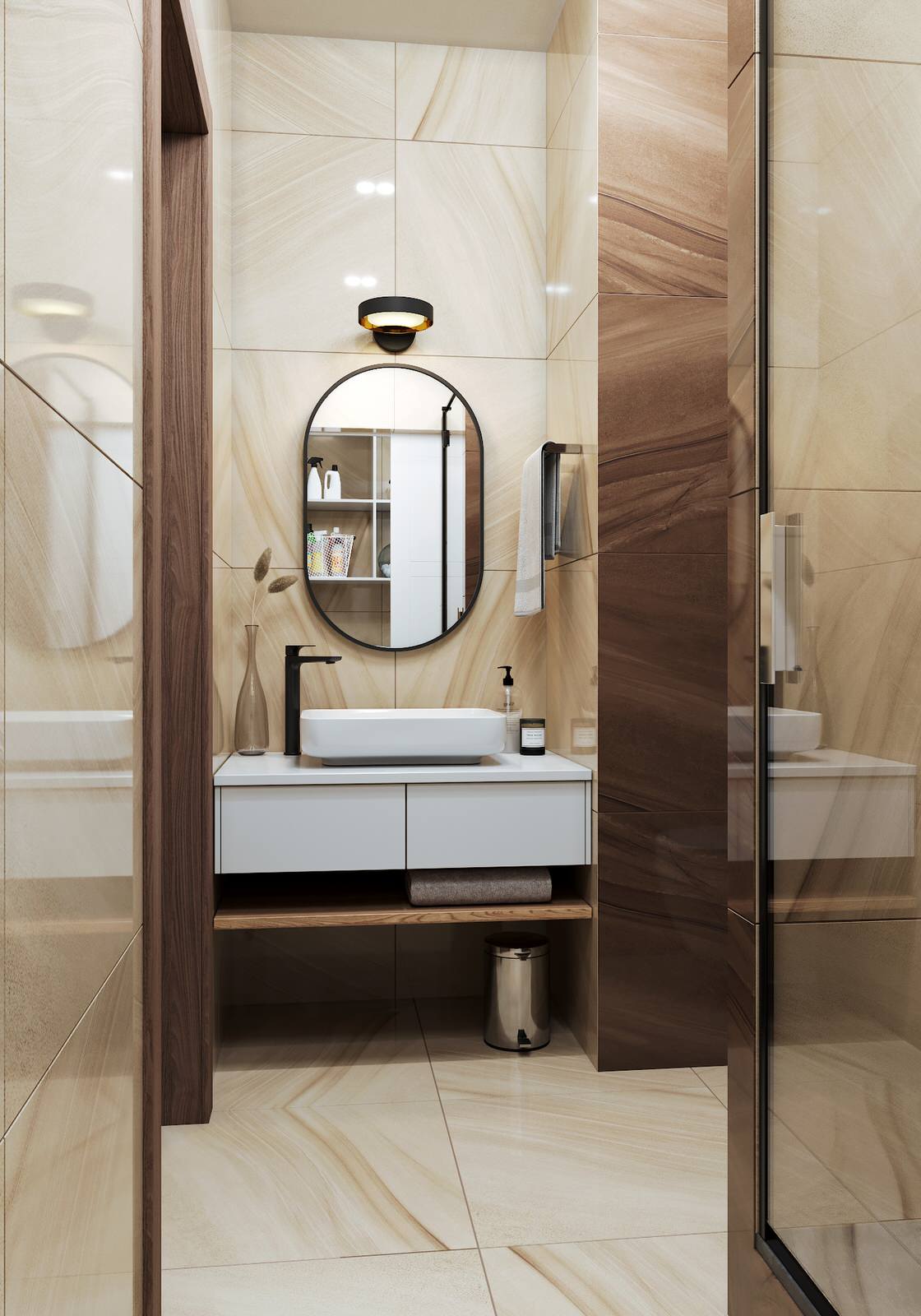 Душевая с местом для хранения