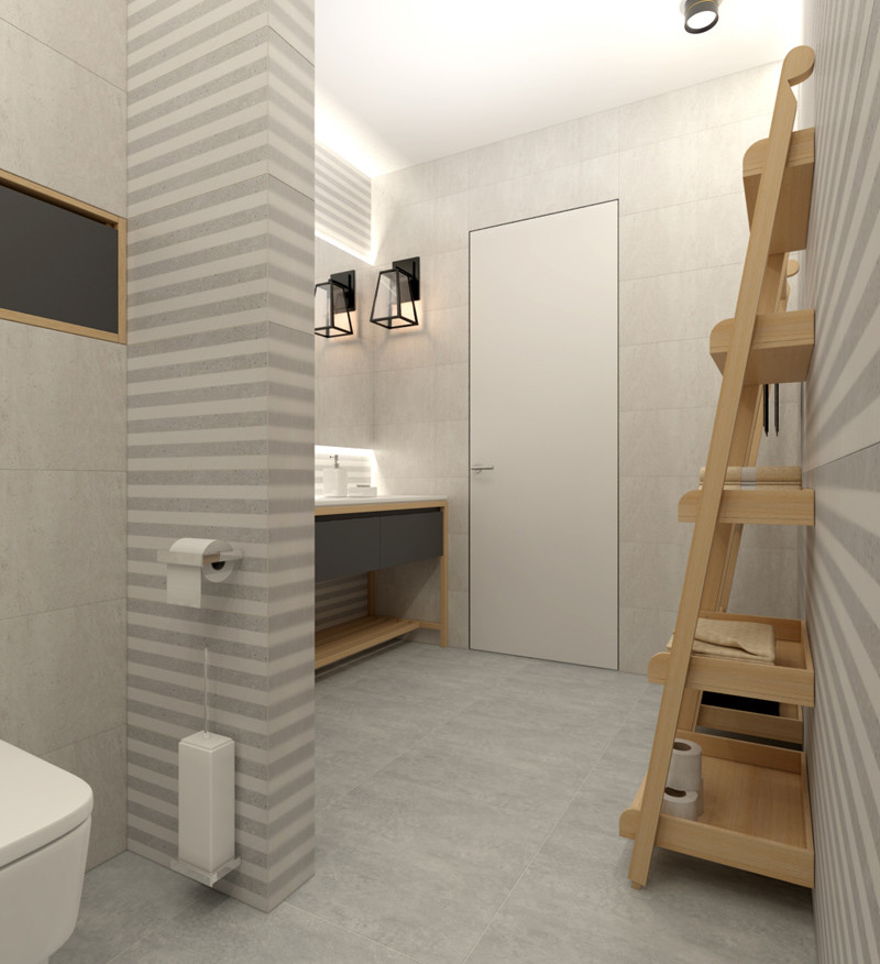 Стильная ванная в светлых тонах