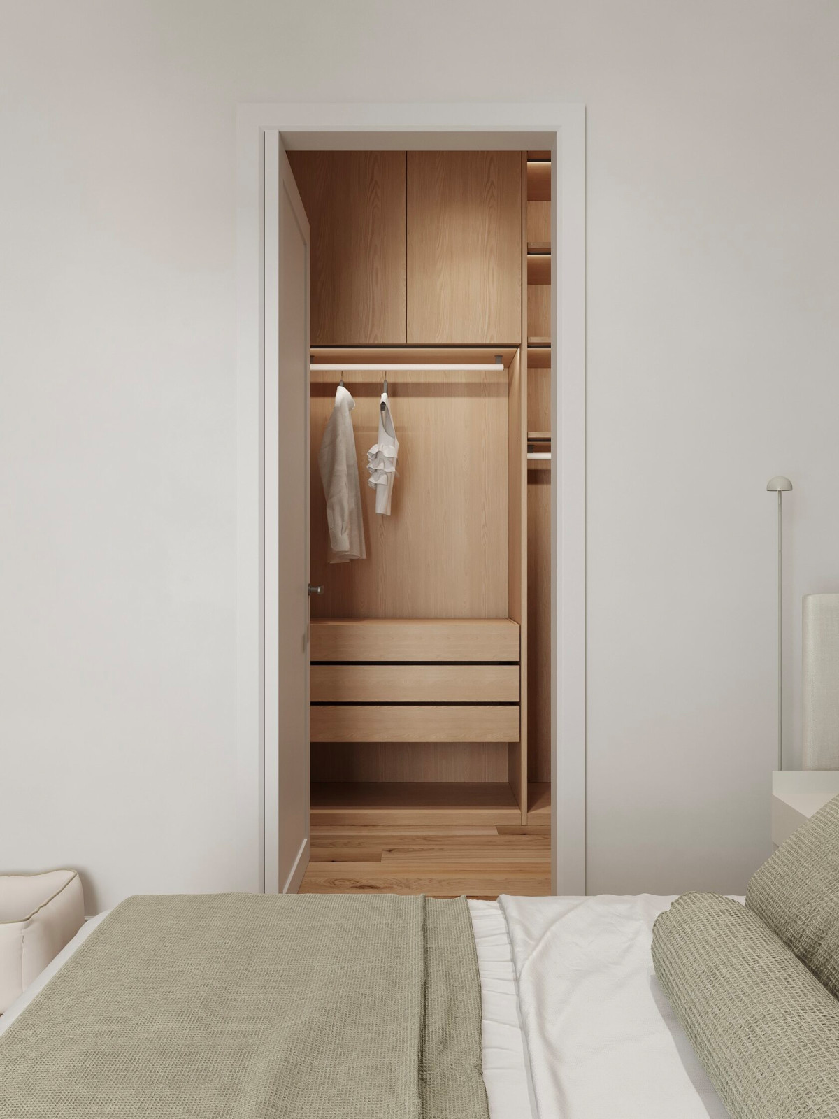 Спальня, вид на гардеробную