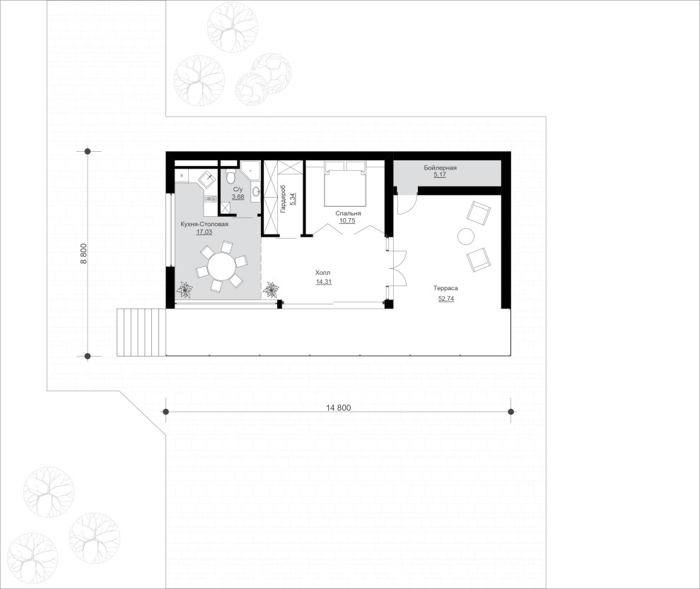 Летний одноэтажный дом