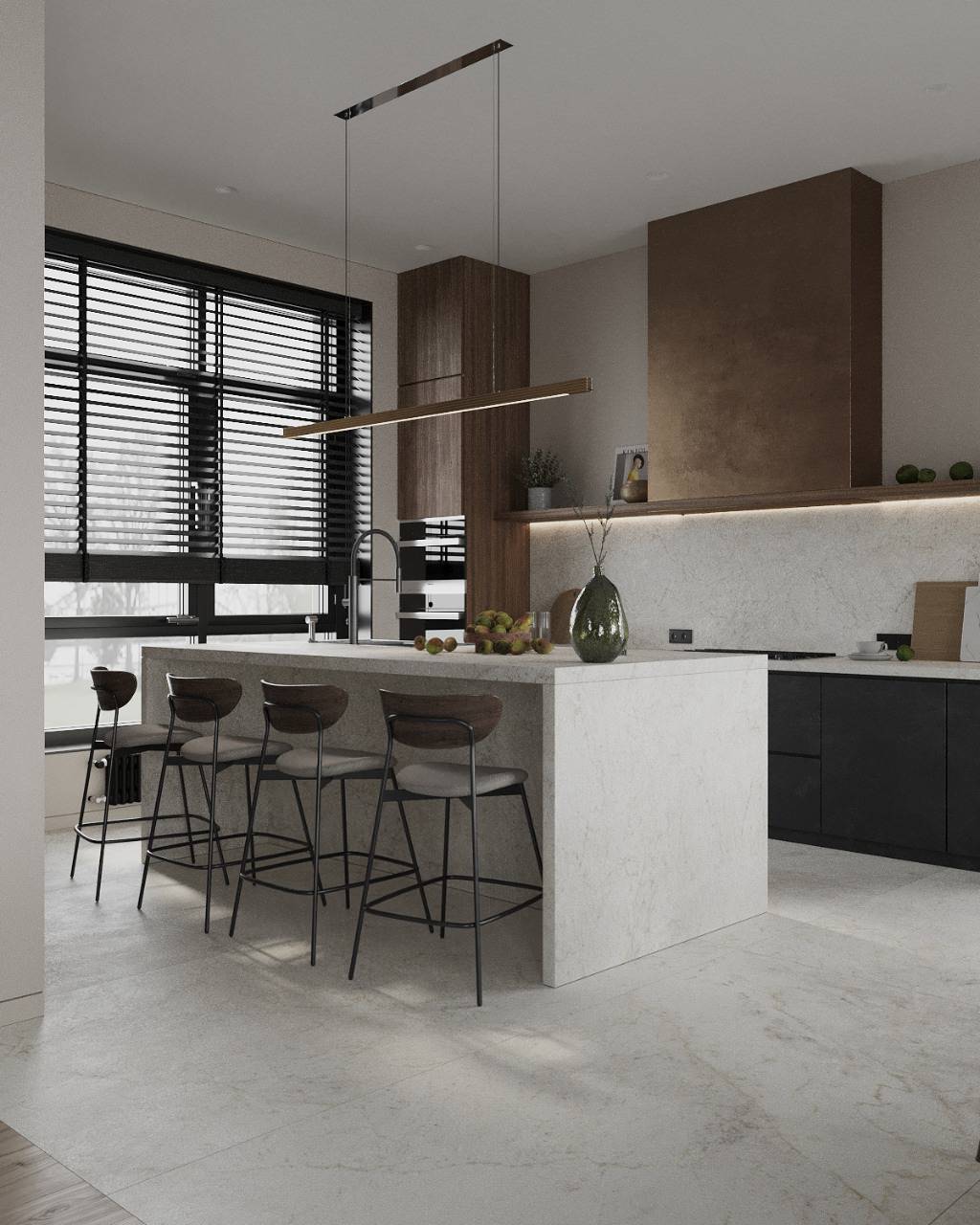 Кухня в таунхаусе в поселке Новорижский, 277 м2