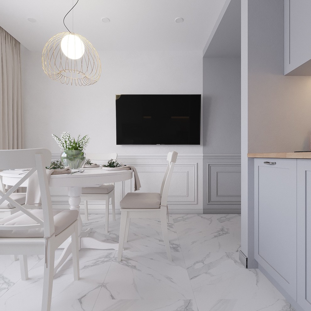 Кухня в современной классике в серых тонах