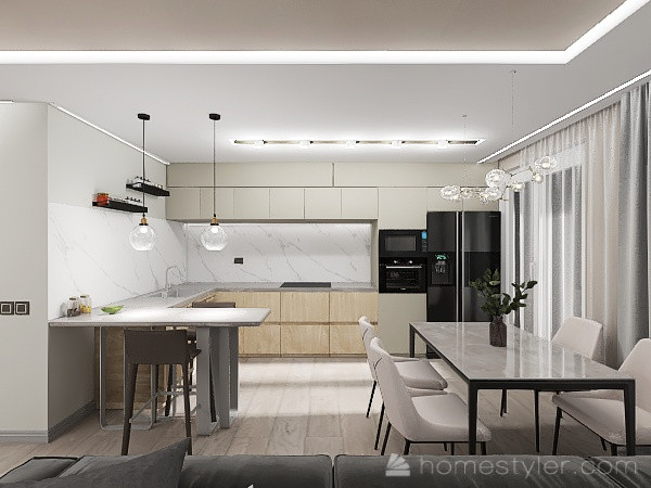 Обложка проекта: ЖК Панфиловцев / кухня-гостиная 50 м2