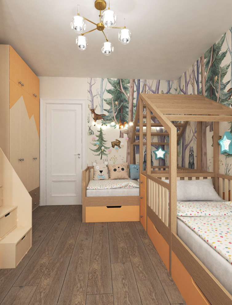 Обложка проекта: Детская комната с лесными фотообоями для близняшек