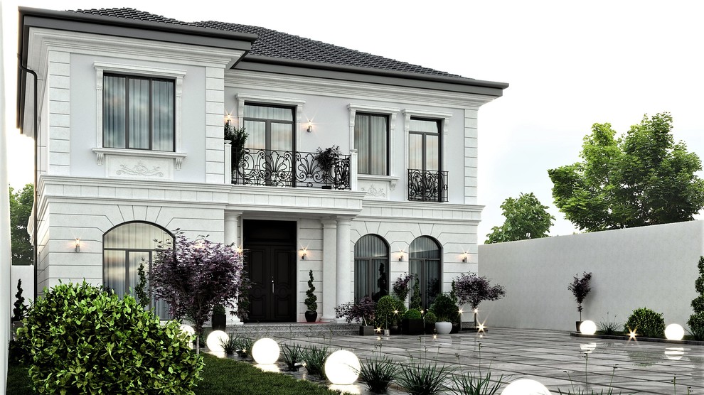 Двухэтажный дом в классическом стиле