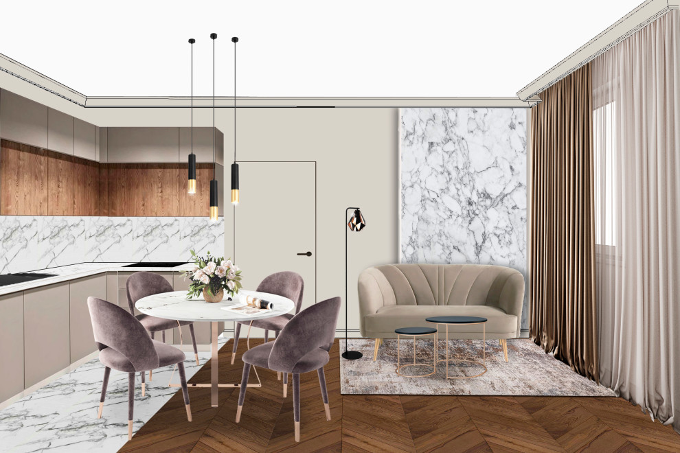 3D-коллажи кухни-гостиной