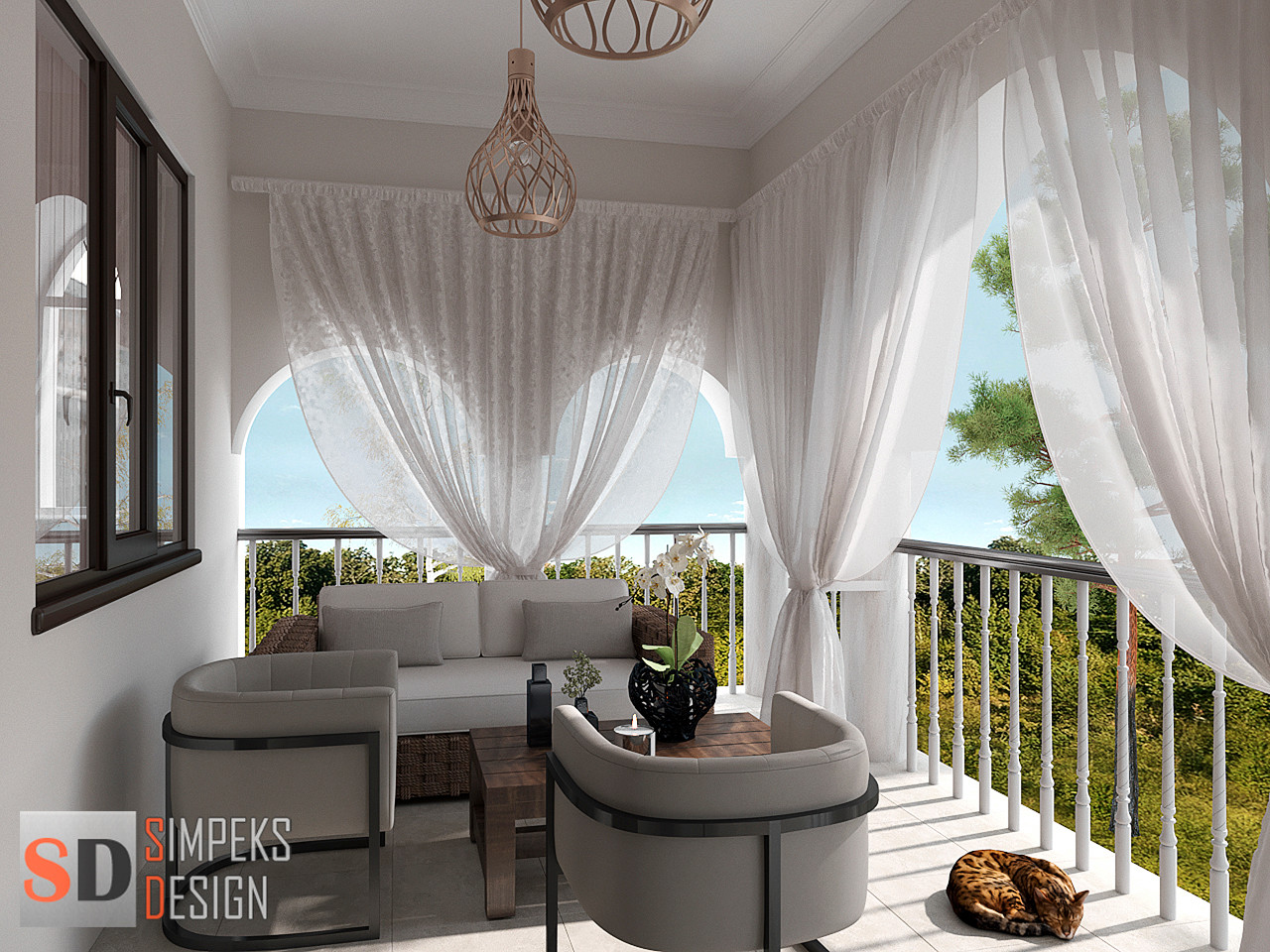 Диван и кресла на балконе