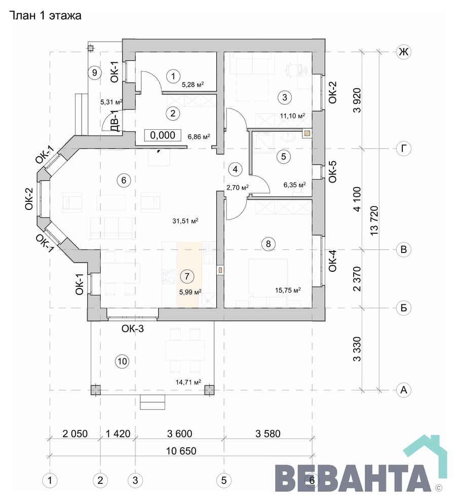 Загородный дом по проекту "Шери"