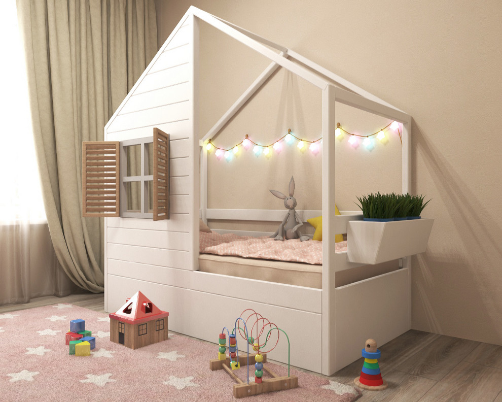Кровать-домик в скандинавском стиле для детской спальни