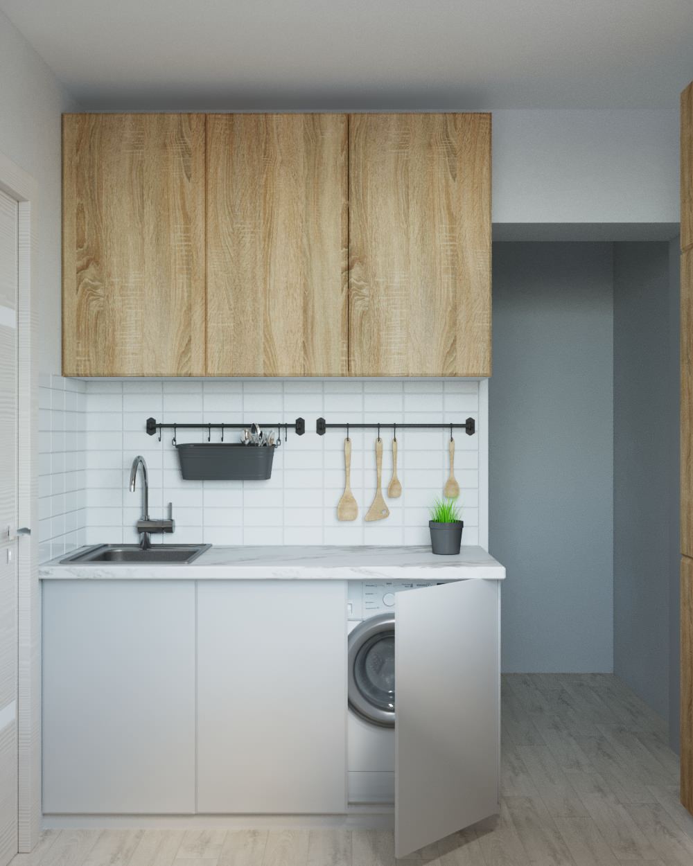 Кухня 4,5 м2 с двумя дверными проемами