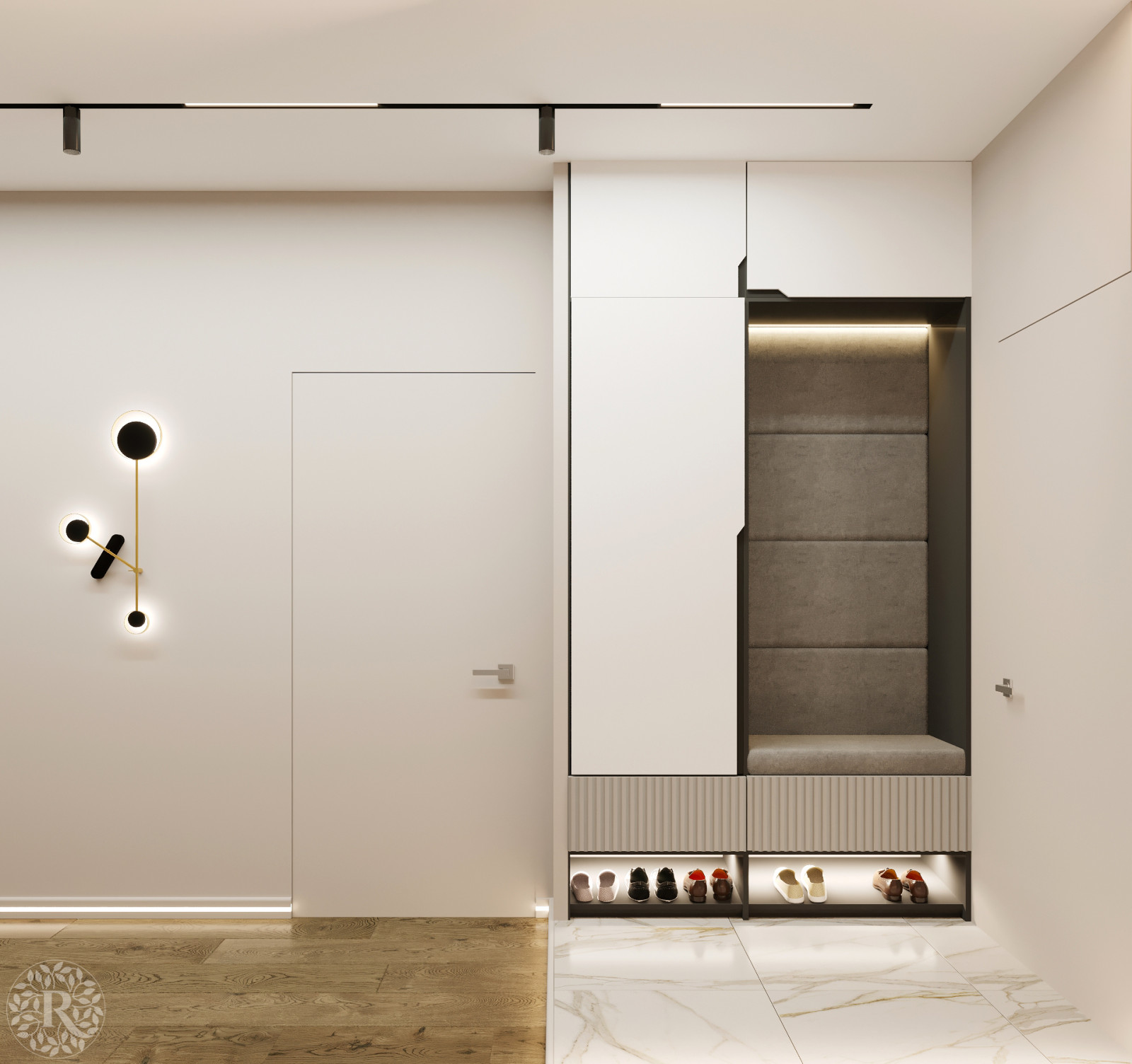 Прихожая в трёхкомнатной квартире в Ярославле