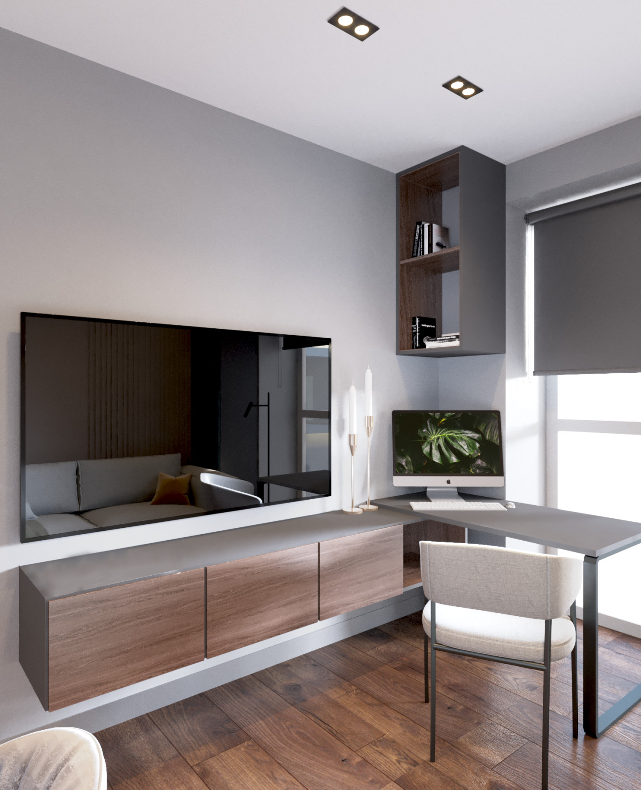 Кухня-гостиная в однокомнатной квартире в ЖК "Селигер Сити"