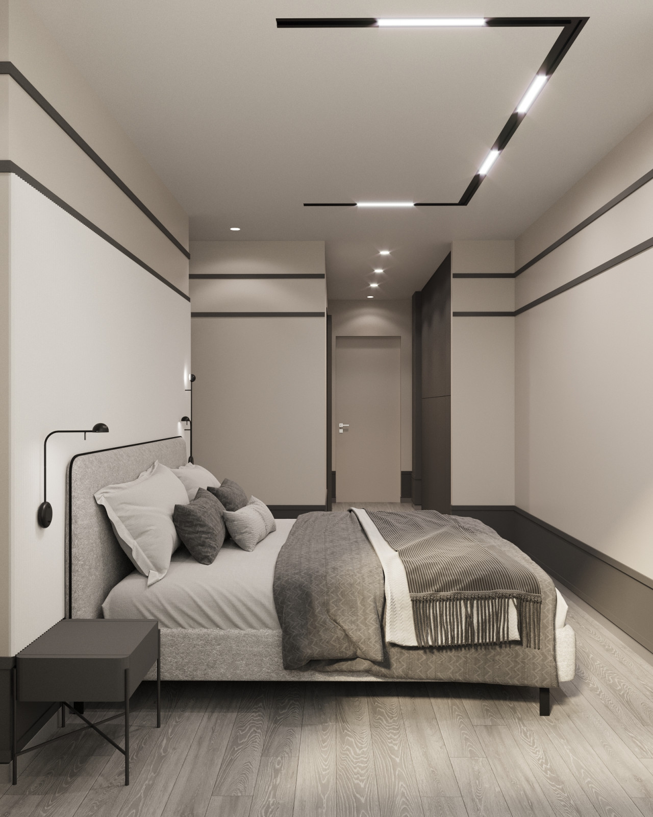 Современная  квартира в серо-белый тонах