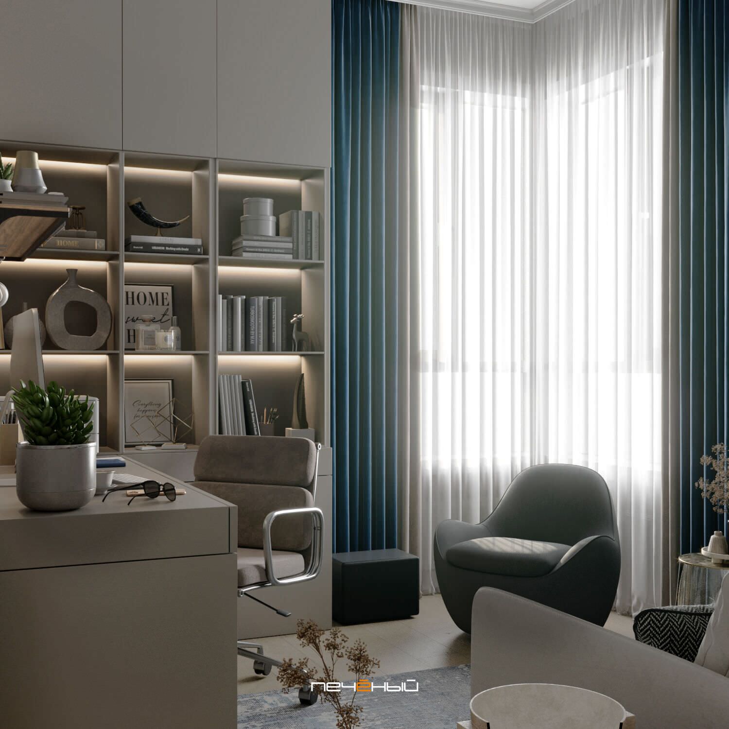 2023 Дизайн 3-комн квартиры в современном стиле, 74 м2, Москва, ЖК Holland Park