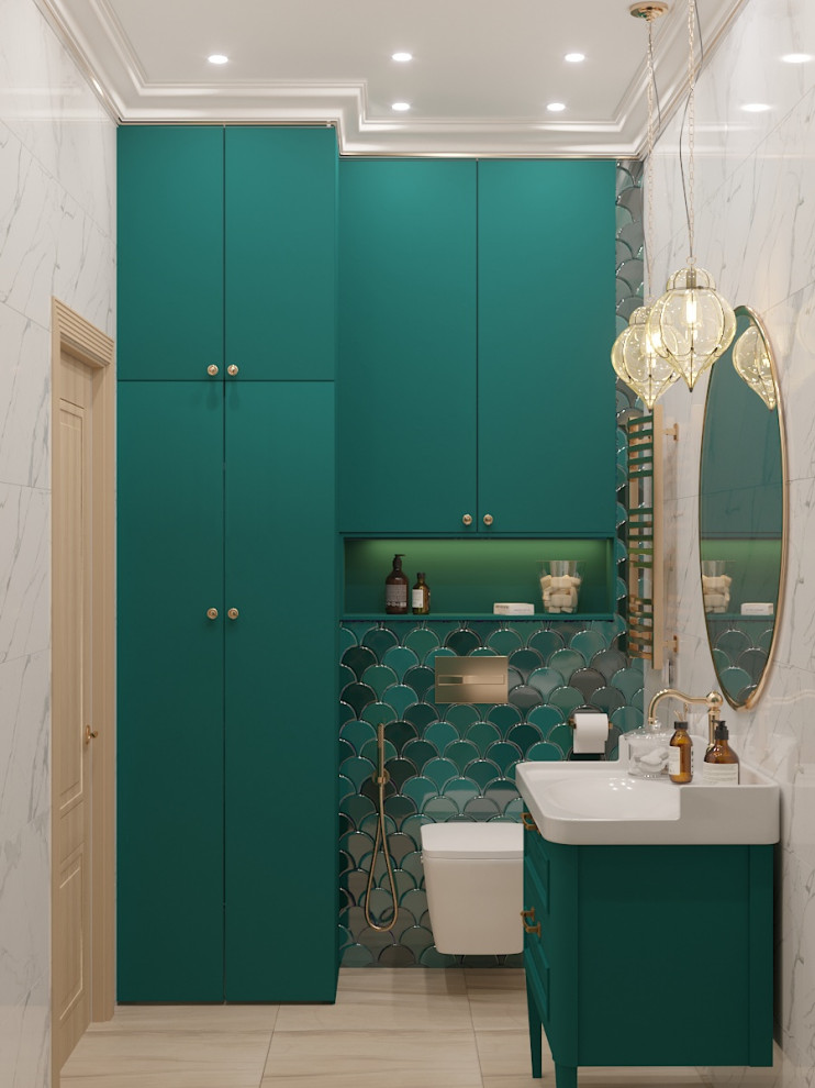 Ванна в зелёных тонах