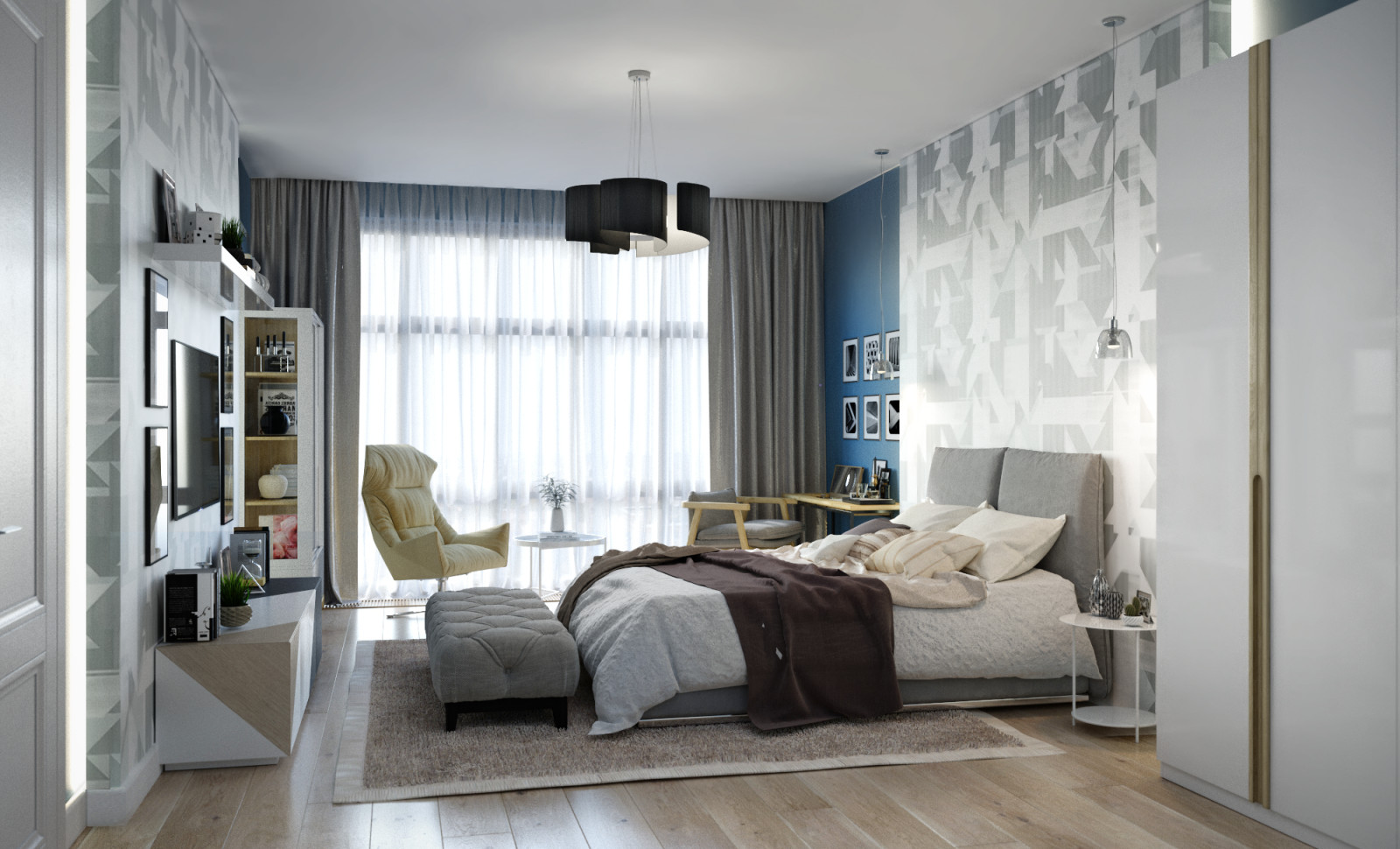 Визуализация спальни "Ребус"