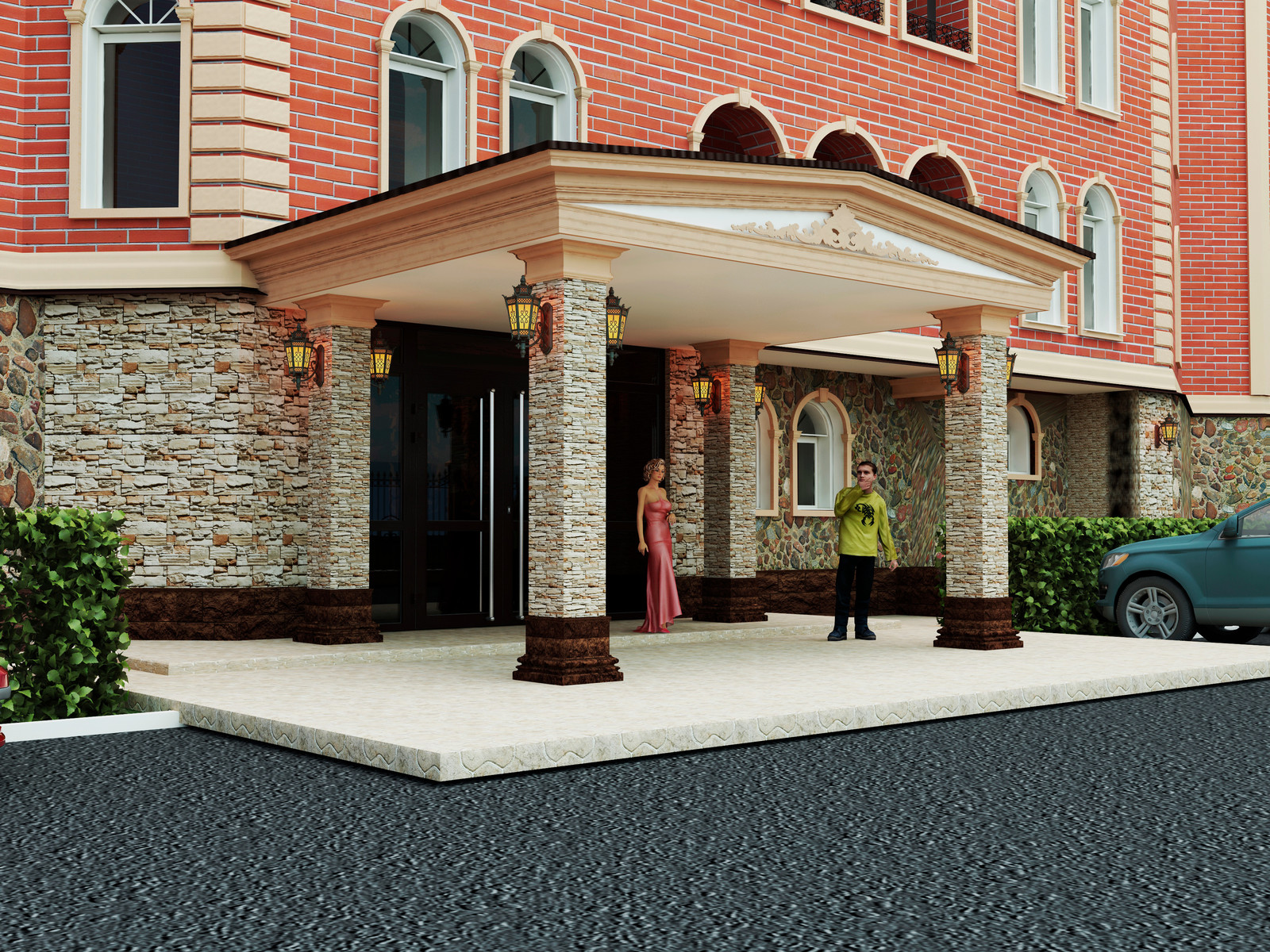 Оформление фасада отеля