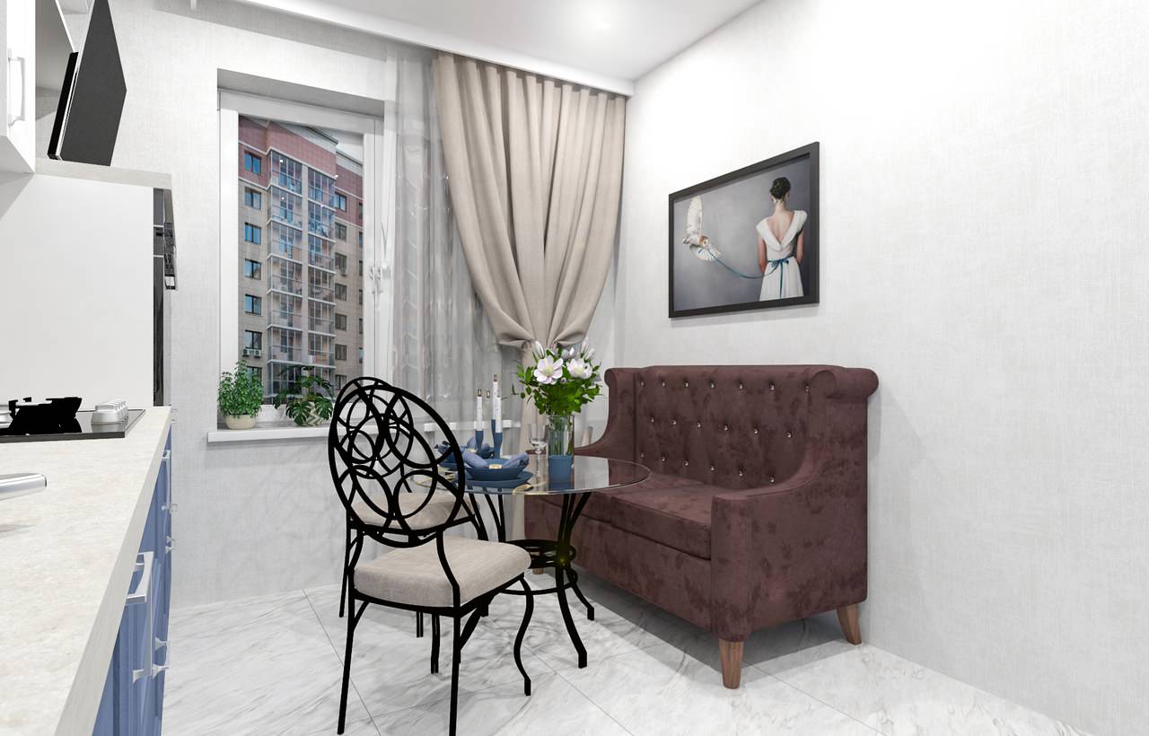 Бело-синяя кухня.