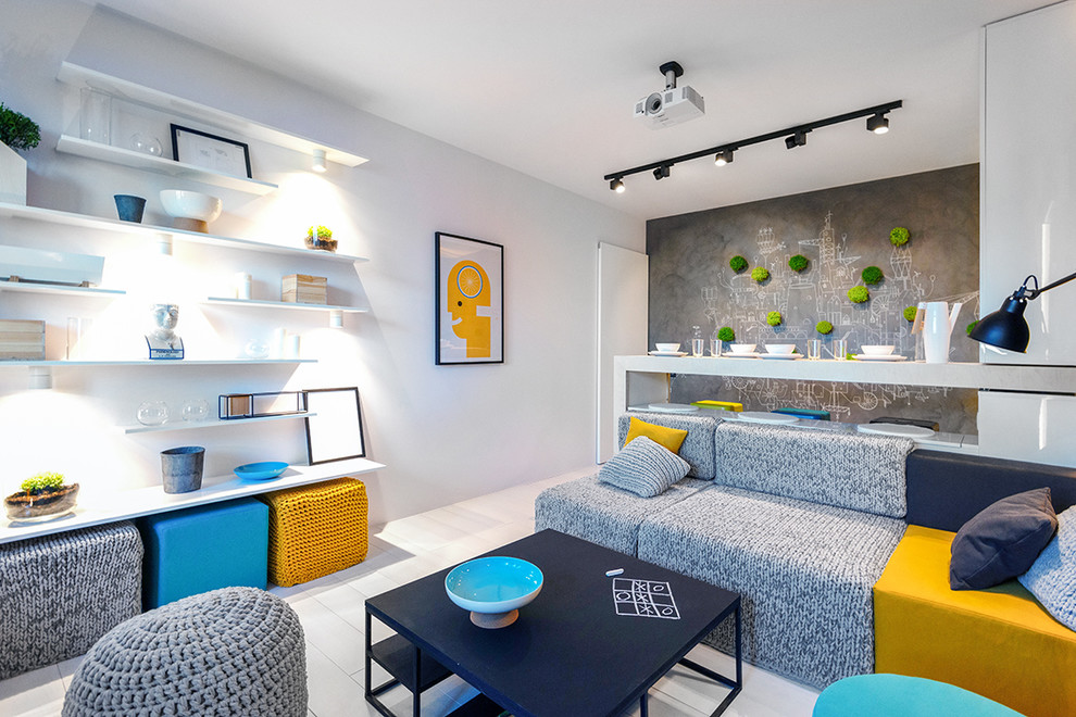 Обложка проекта: Гостиная с зеленой стеной