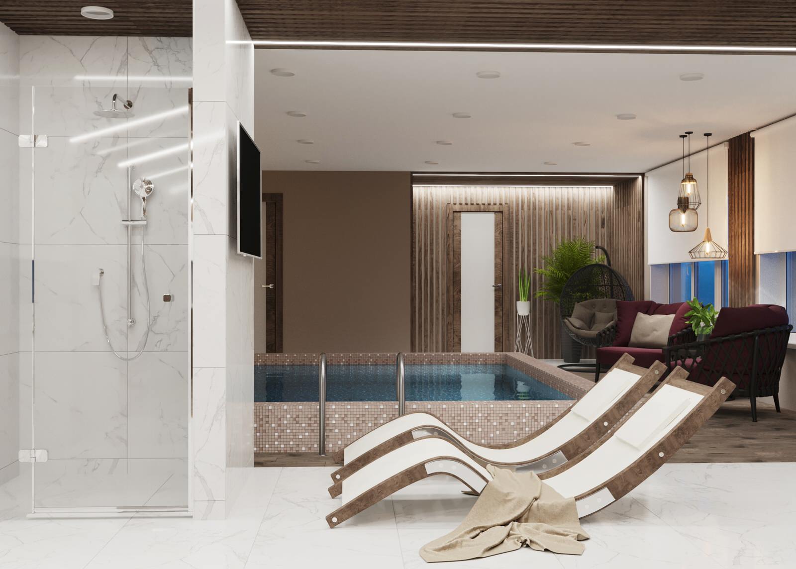 Банно-помывочный комплекс с бассейном.