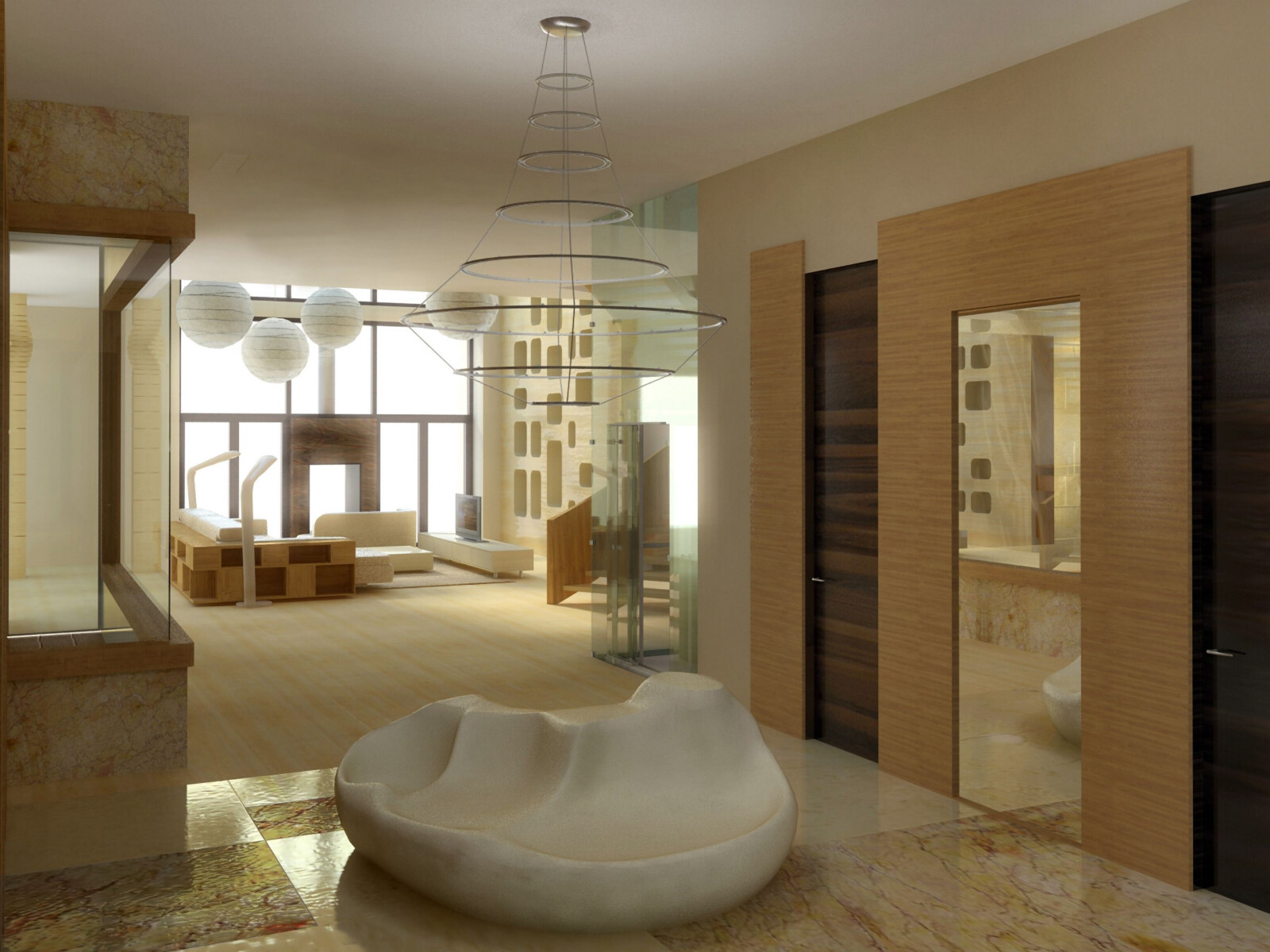 House in a pine forest - the 3D view